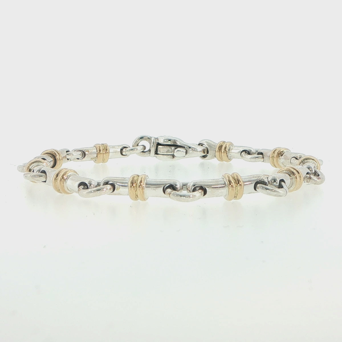 Tiffany & Co. 18K Yellow Gold & Sterling Silver Bar Link Bracelet