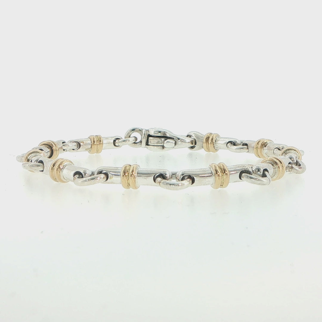 Tiffany & Co. 18K Yellow Gold & Sterling Silver Bar Link Bracelet