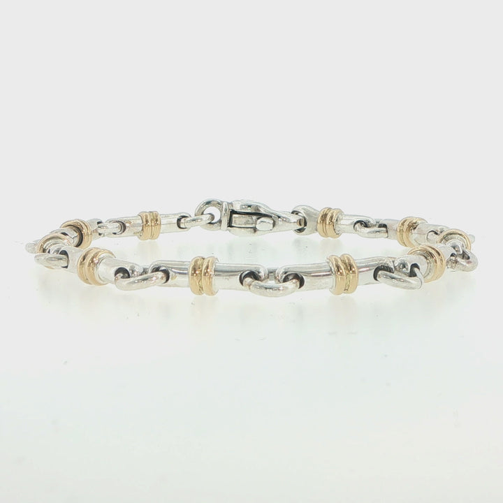 Tiffany & Co. 18K Yellow Gold & Sterling Silver Bar Link Bracelet