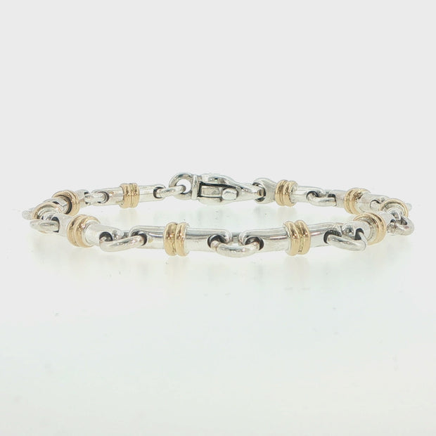 Tiffany & Co. 18K Yellow Gold & Sterling Silver Bar Link Bracelet