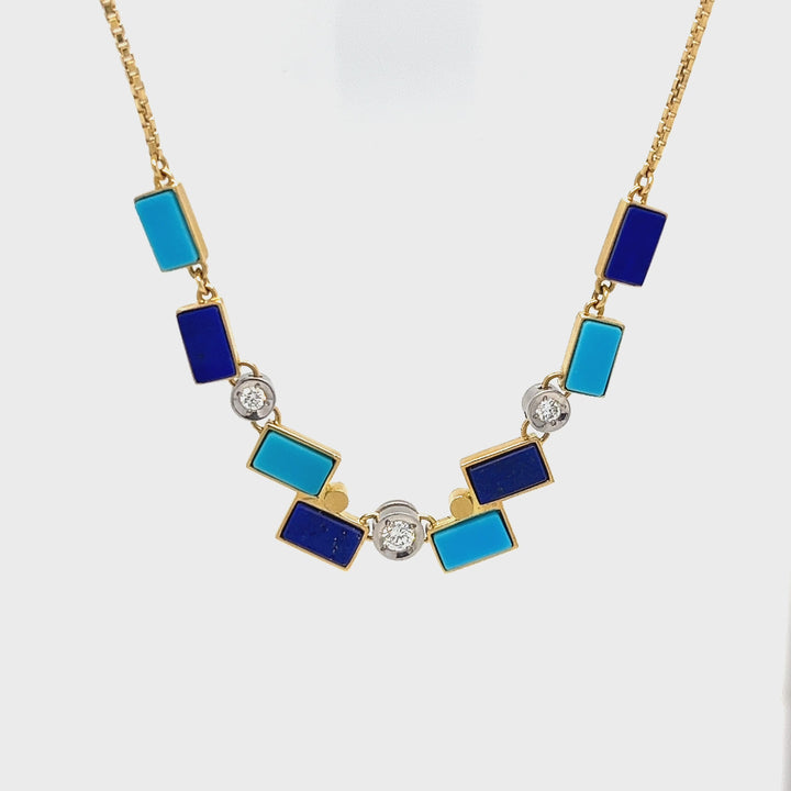 Lapis Turquoise and Diamond Necklace