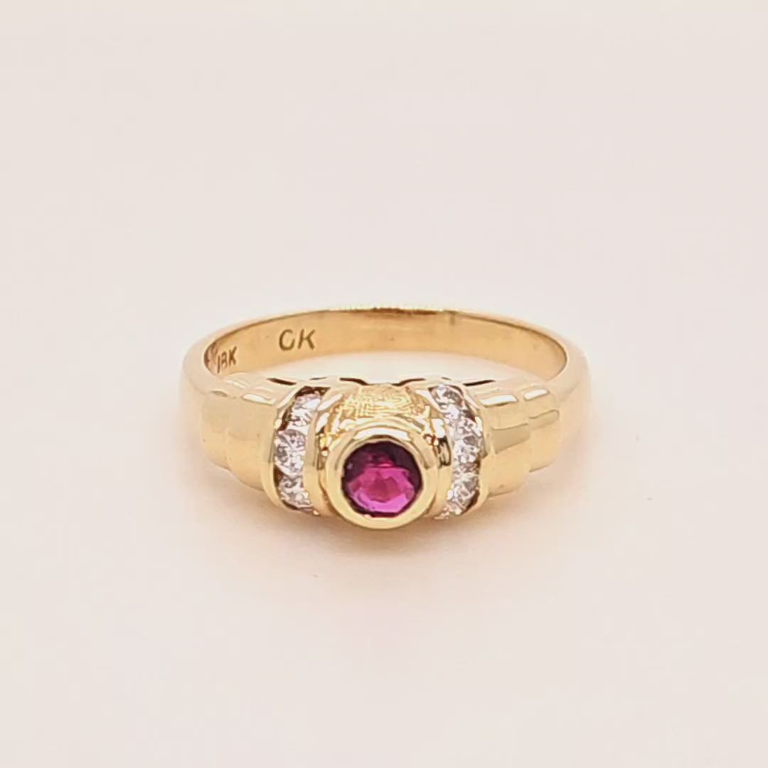 Ruby Bezel and Diamond Channel Ring