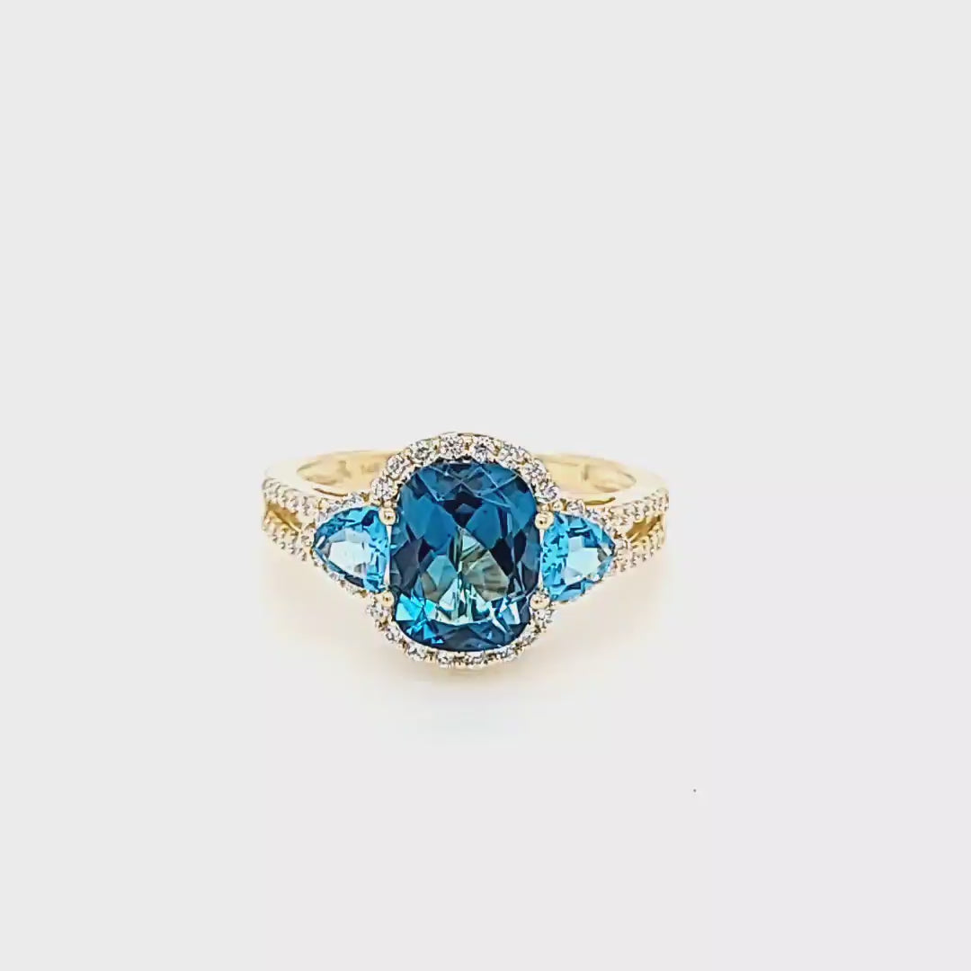 Blue Topaz and Diamond Ring