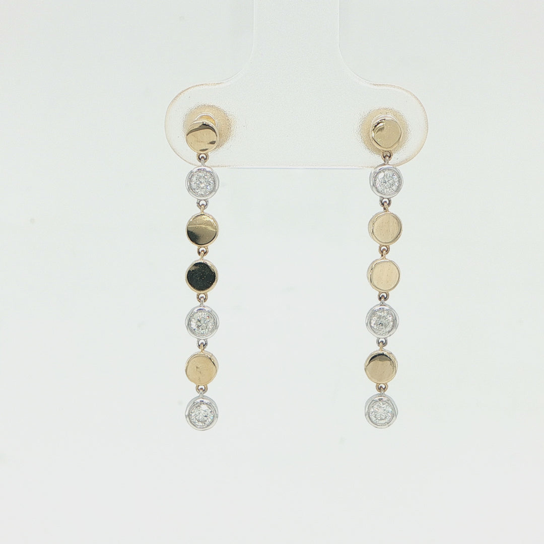 14K Two-Tone Gold Bezel Diamond Drop Earrings – 0.25 CTW