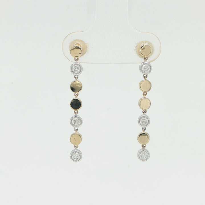 14K Two-Tone Gold Bezel Diamond Drop Earrings – 0.25 CTW