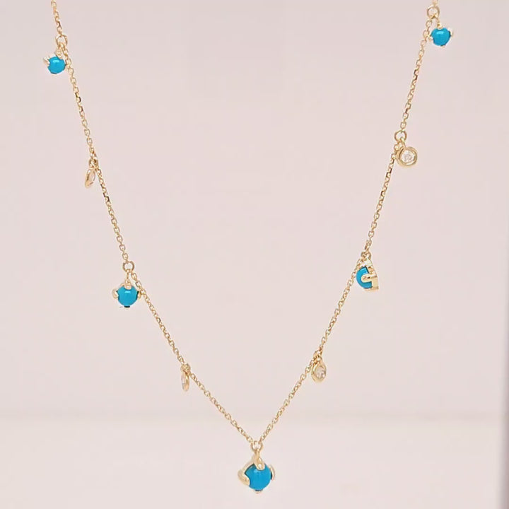 Turquoise and Diamond Dangle Necklace