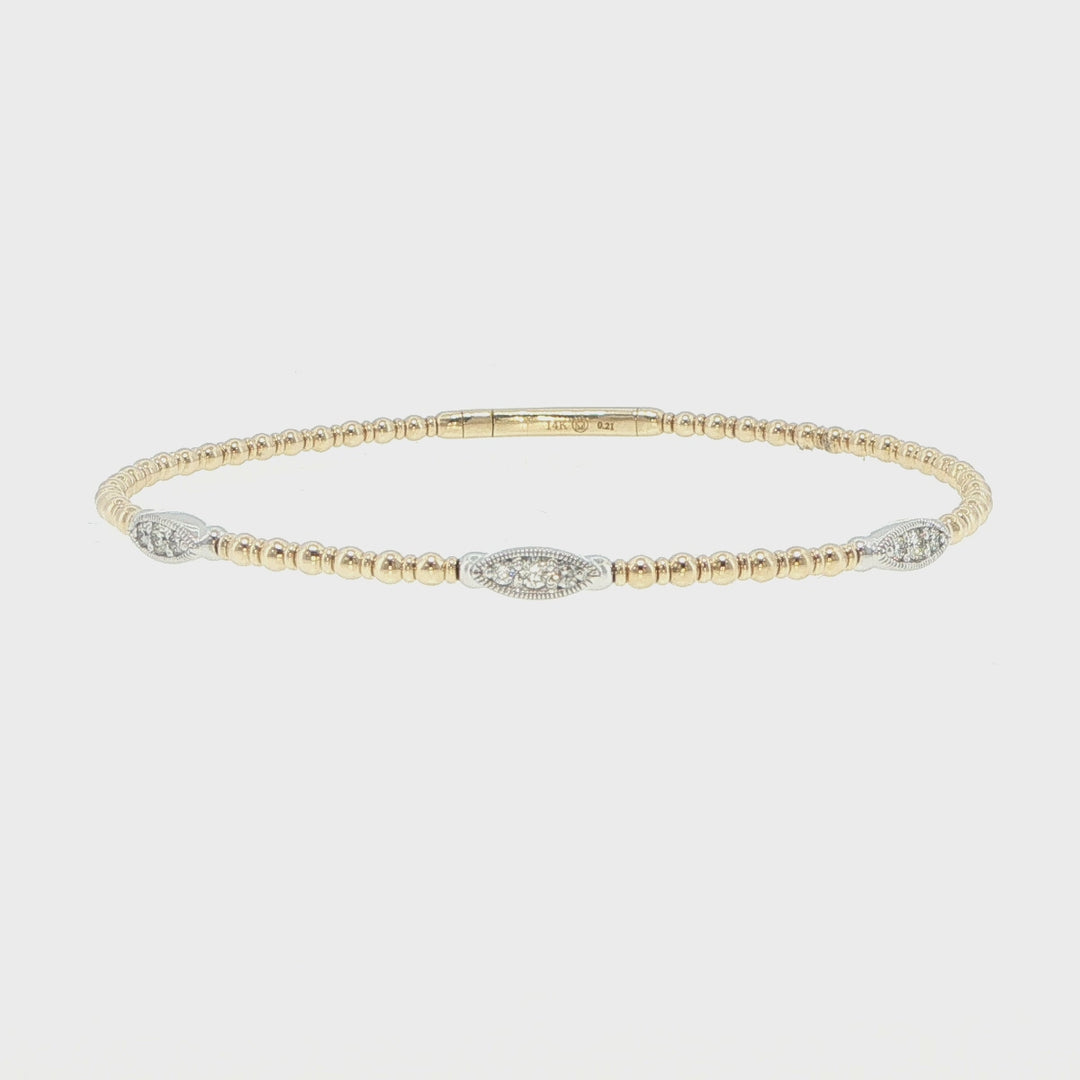 14K Yellow & White Gold 3 Station Diamond Bracelet