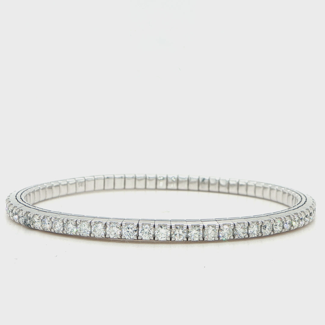 14K White Gold Diamond Stretch Bangle Bracelet
