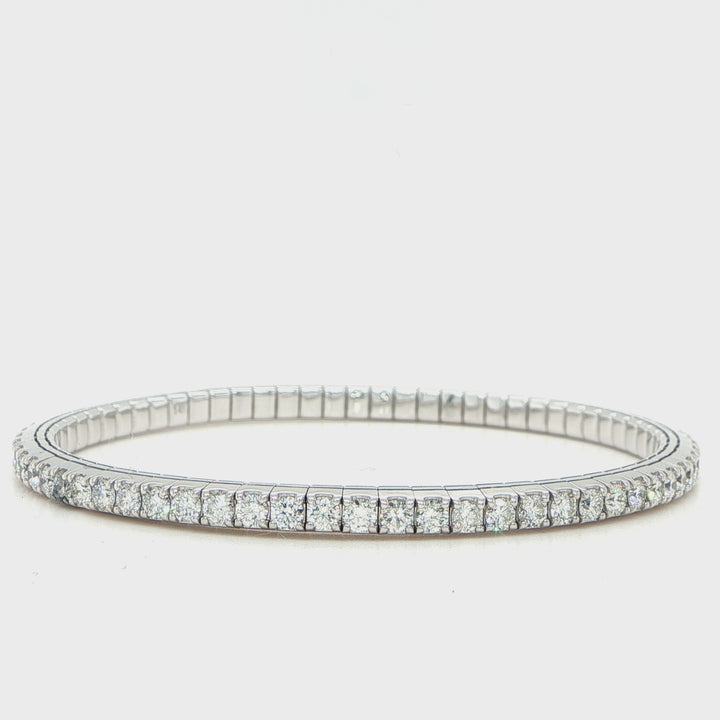 14K White Gold Diamond Stretch Bangle Bracelet