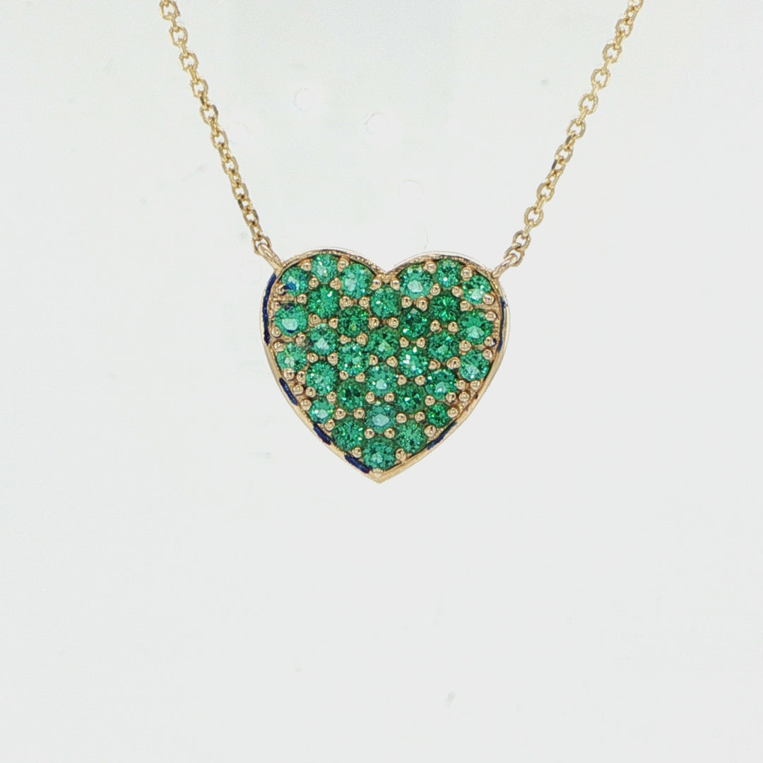 14K Yellow Gold Emerald Heart Necklace