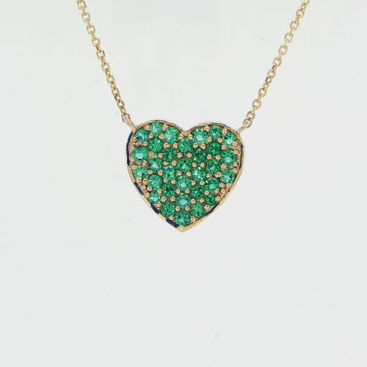 14K Yellow Gold Emerald Heart Necklace