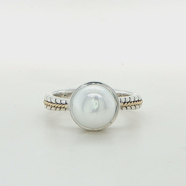 専用9166 EFFY エフィ　リング　18k 925シルバー　約14-15号 EFFY 18K Gold Sterling Silver Pearl Ring Coral Gables Jae's Jewelers