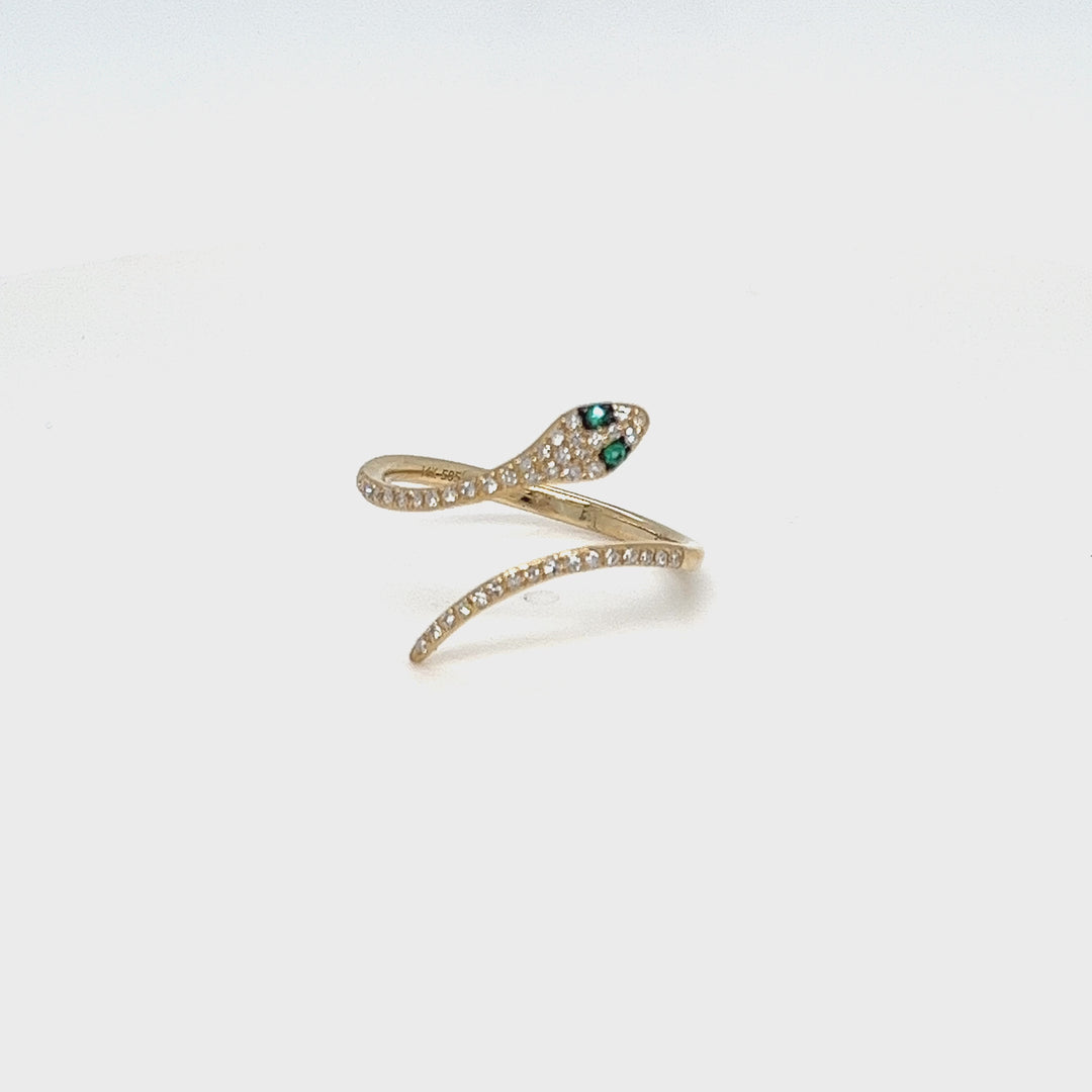 Emerald and Diamond Snake Ring