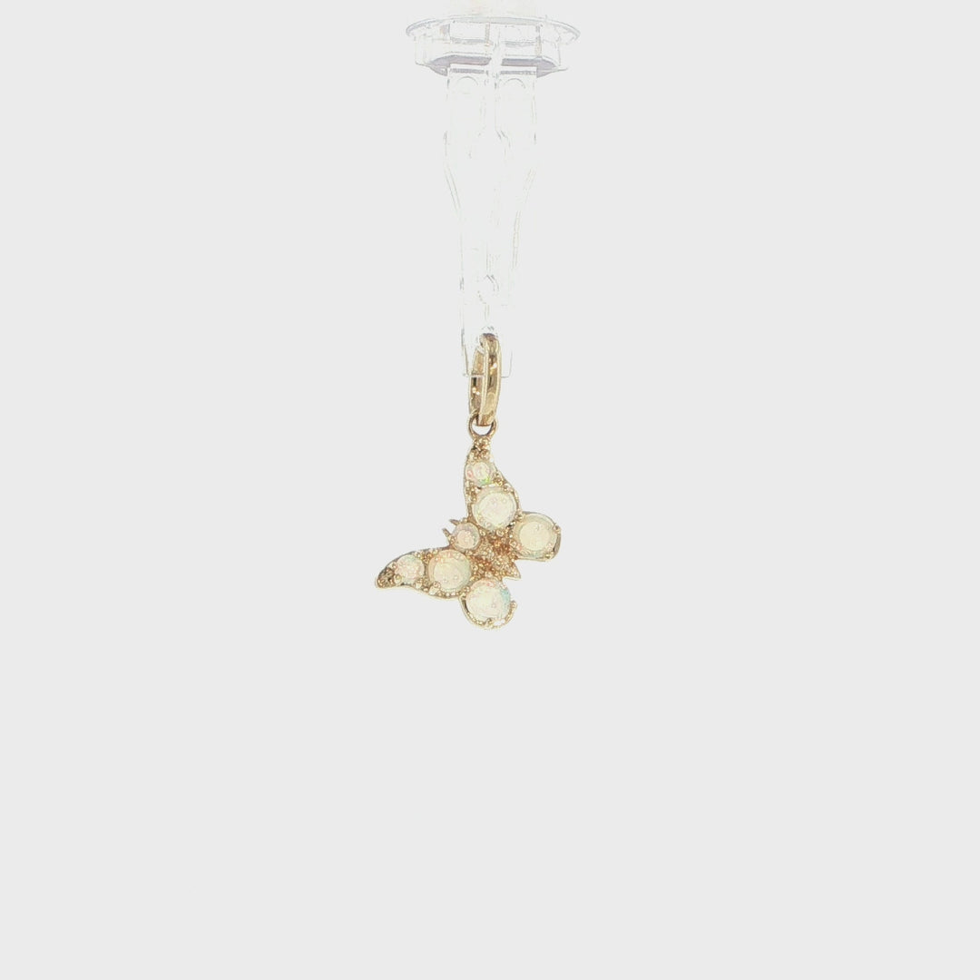 14K Yellow Gold Australian Opal Butterfly Pendant