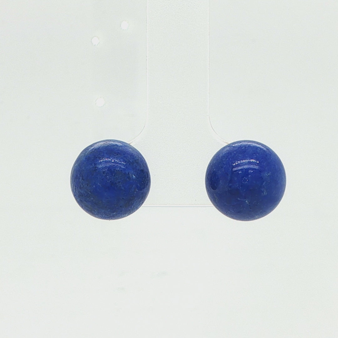 14K Yellow Gold Lapis Stud Earrings