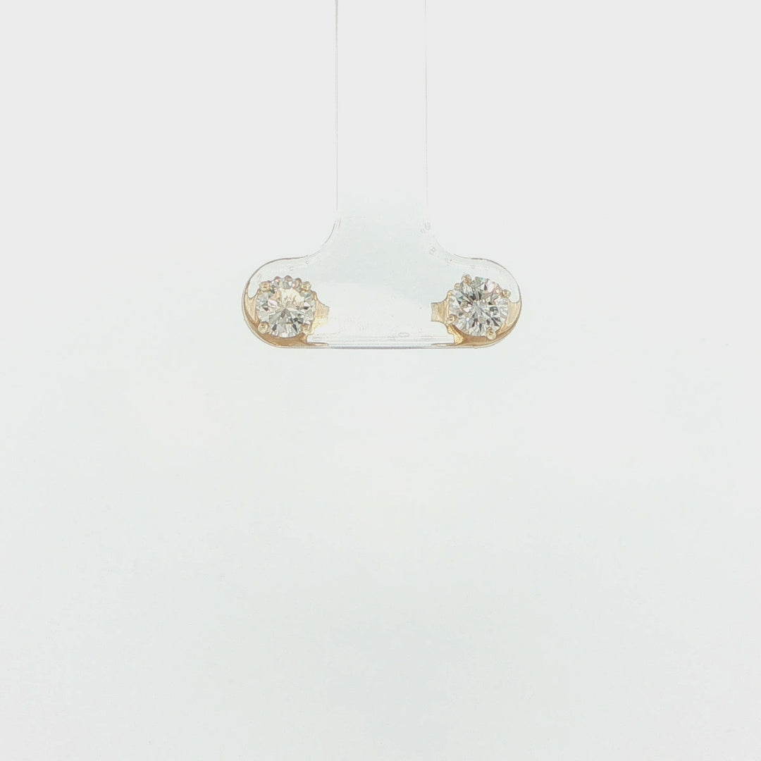 14K Yellow Gold Diamond Stud Earrings