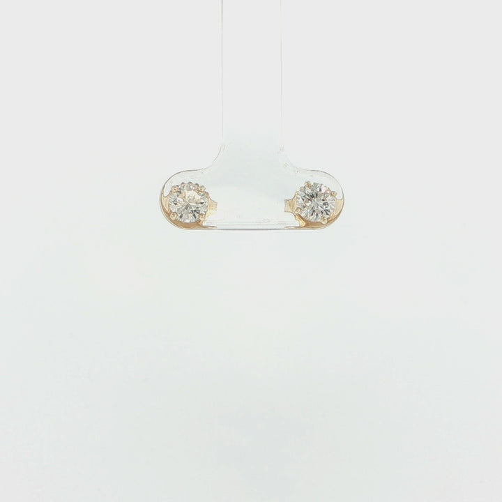 14K Yellow Gold Diamond Stud Earrings
