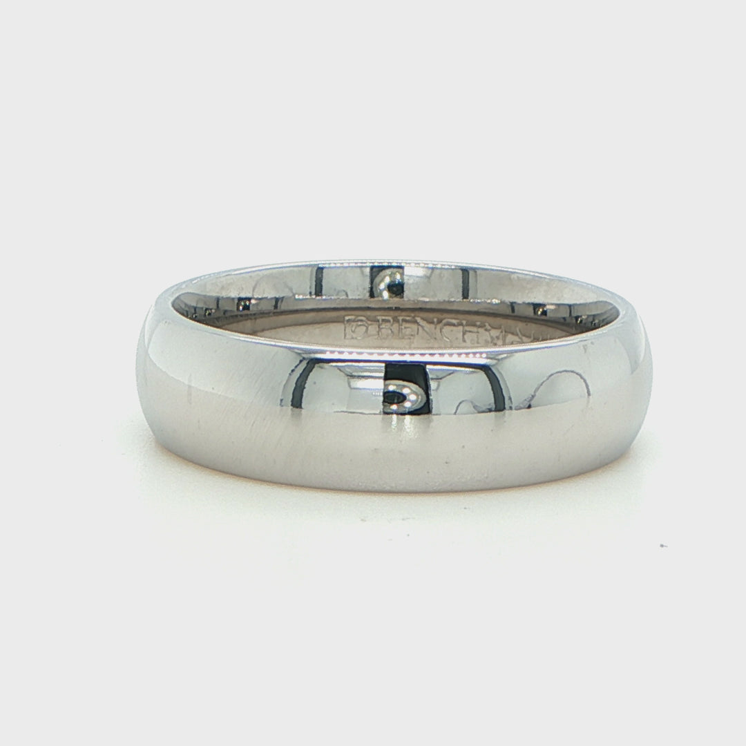 14K White Gold Polished Band Ring 6mm