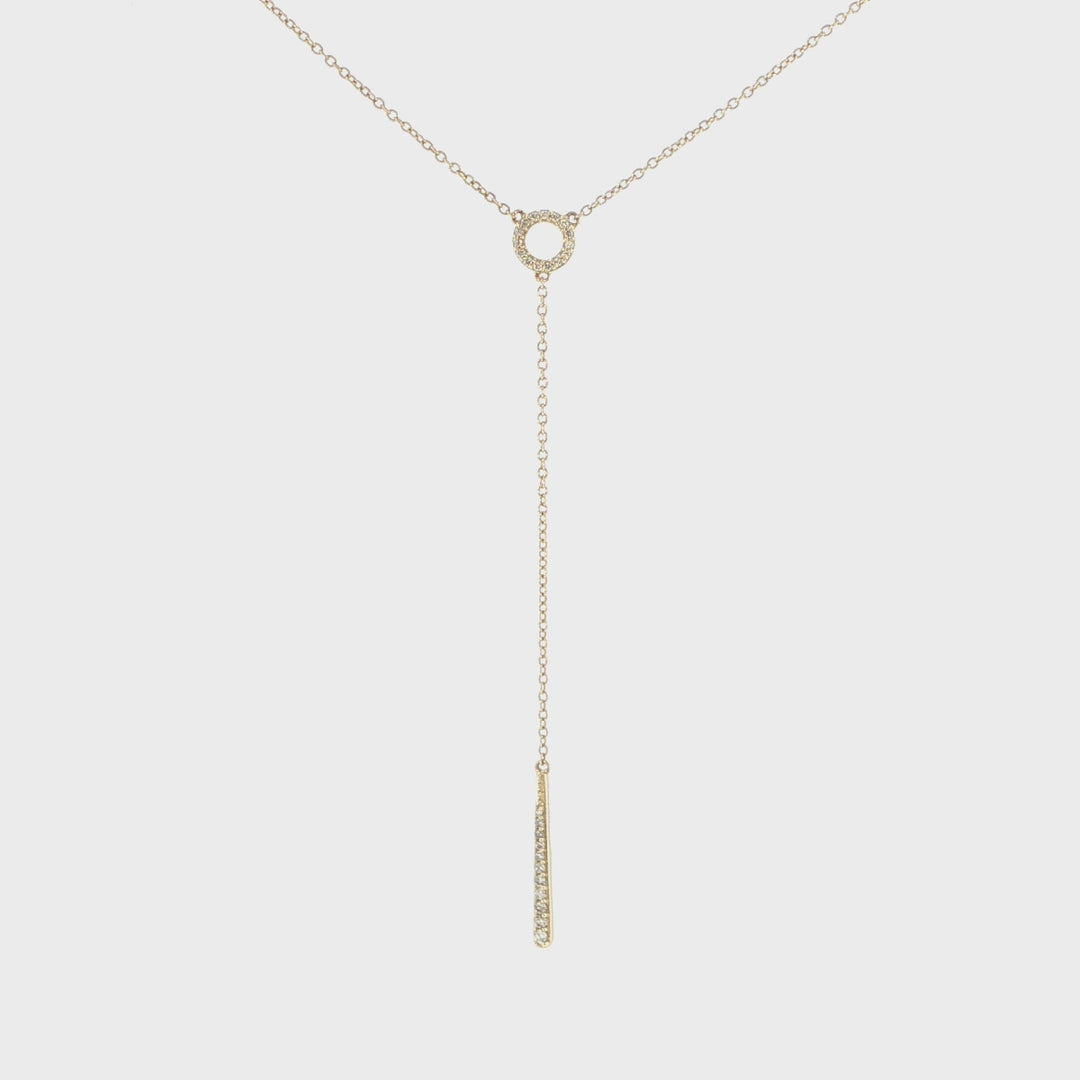 14K Yellow Gold Diamond Bar Drop Necklace