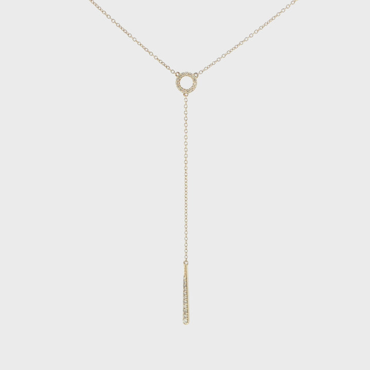 14K Yellow Gold Diamond Bar Drop Necklace