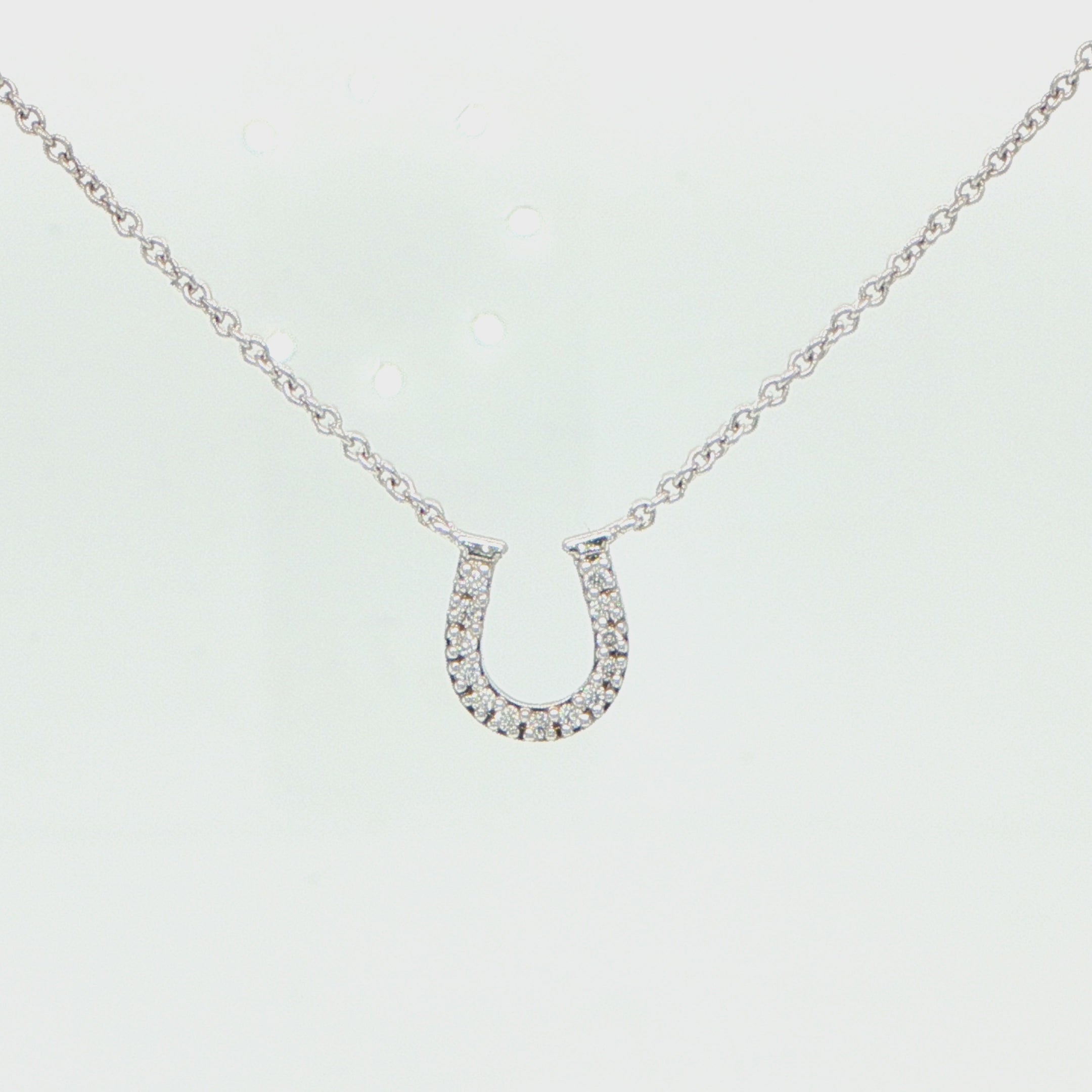 Tiffany & Co 18K White Gold Diamond Horseshoe Necklace Coral