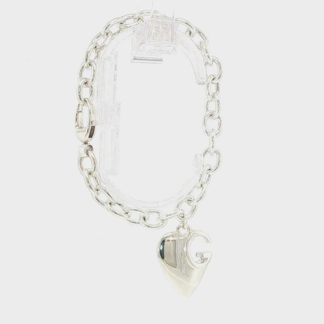 Gucci 925 Sterling Silver Heart Bracelet 8 Inches