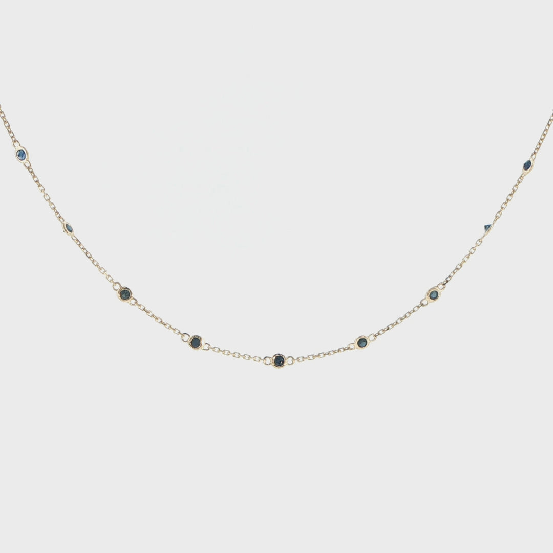 14K Yellow Gold Sapphire Station Necklace