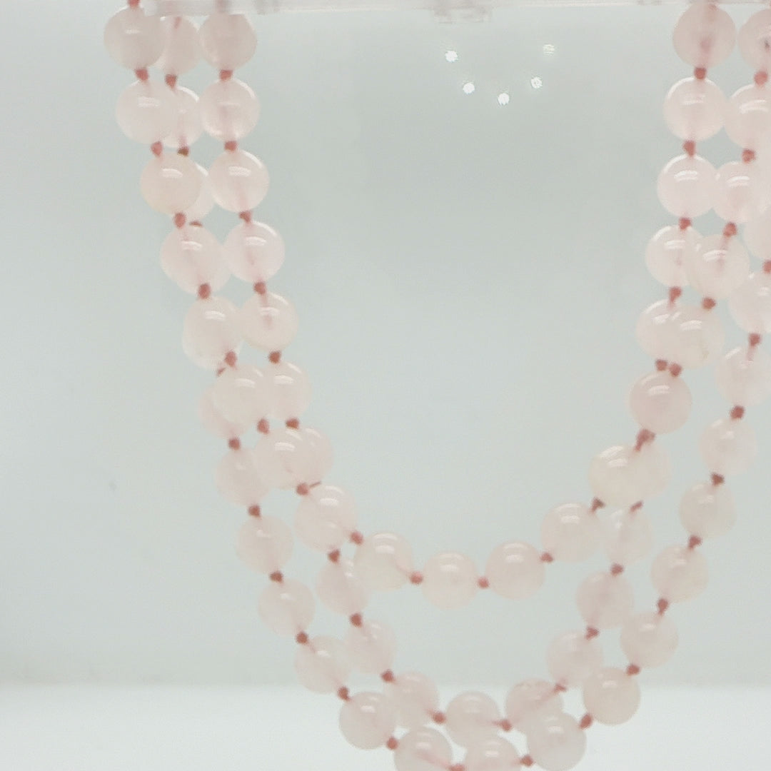Rose Quartz Endless Knotted Necklace
