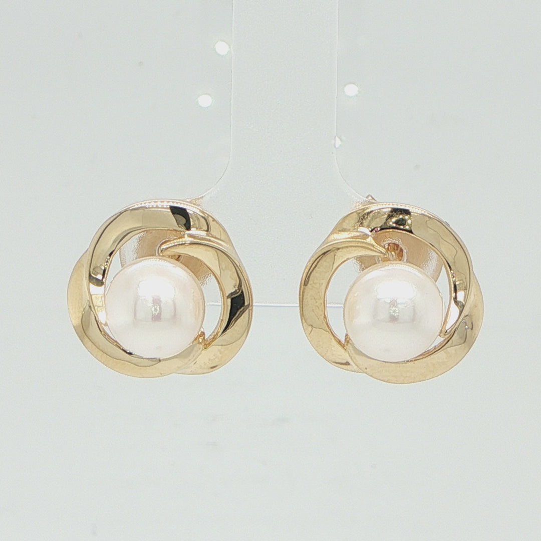 14K Yellow Gold Cultured Pearl Stud Earrings