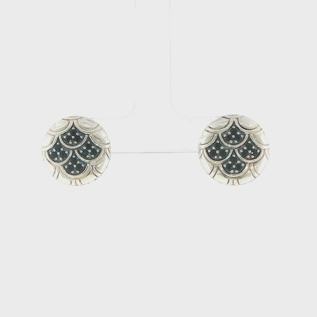 John Hardy Naga Sterling Silver Black Sapphire Stud Earrings