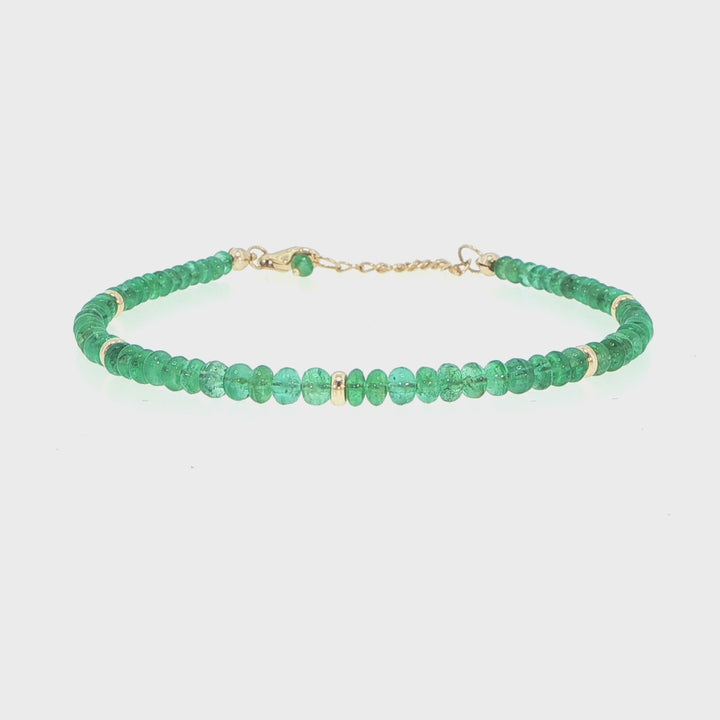 3.5mm Emerald Strand Bracelet with 18K Yellow Gold Stations
