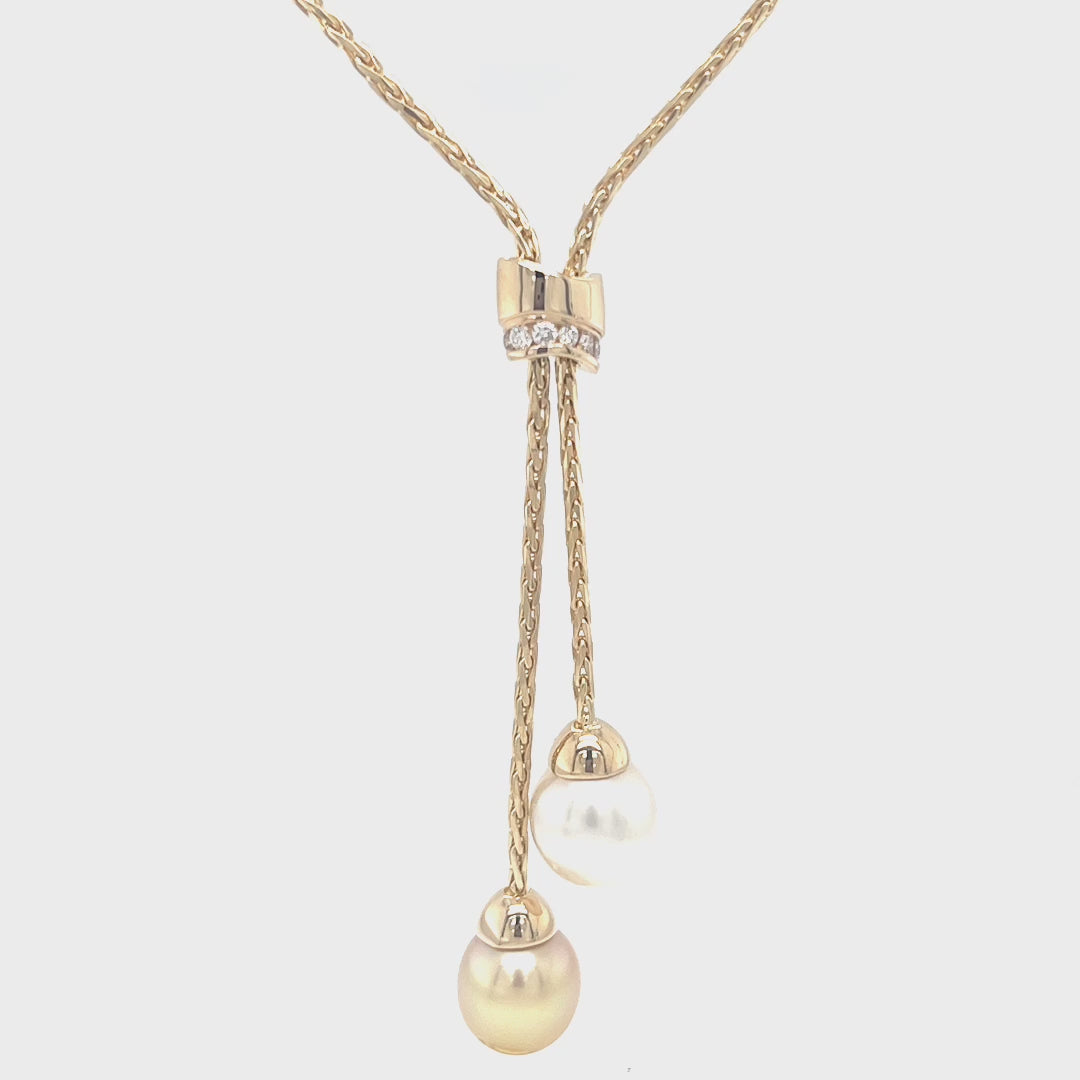 South Sea Pearl and Diamond Lariat Necklace
