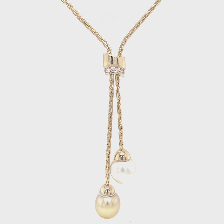 South Sea Pearl and Diamond Lariat Necklace