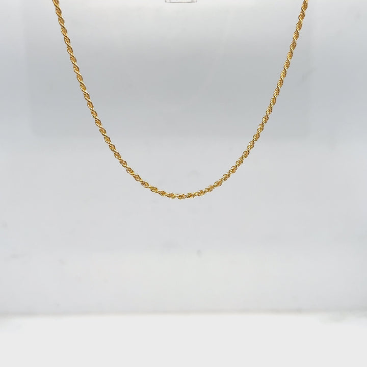 18K Yellow Gold Rope Chain Necklace