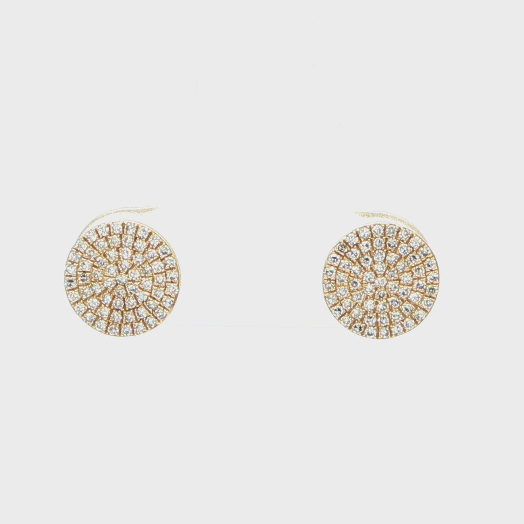14K Yellow Gold Diamond Pavé Disc Earrings