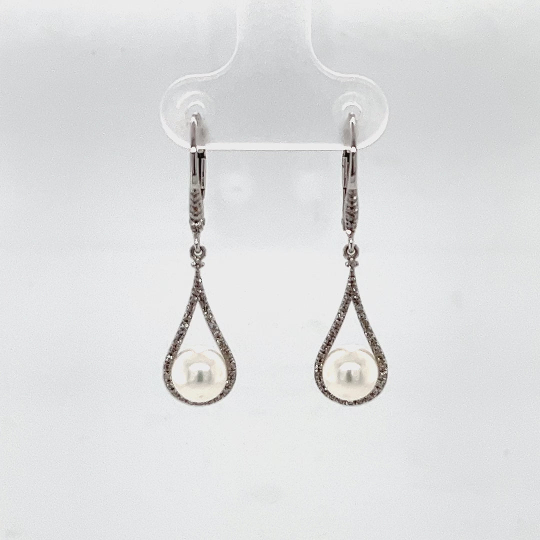 Pearl and Diamond Drop Earrings