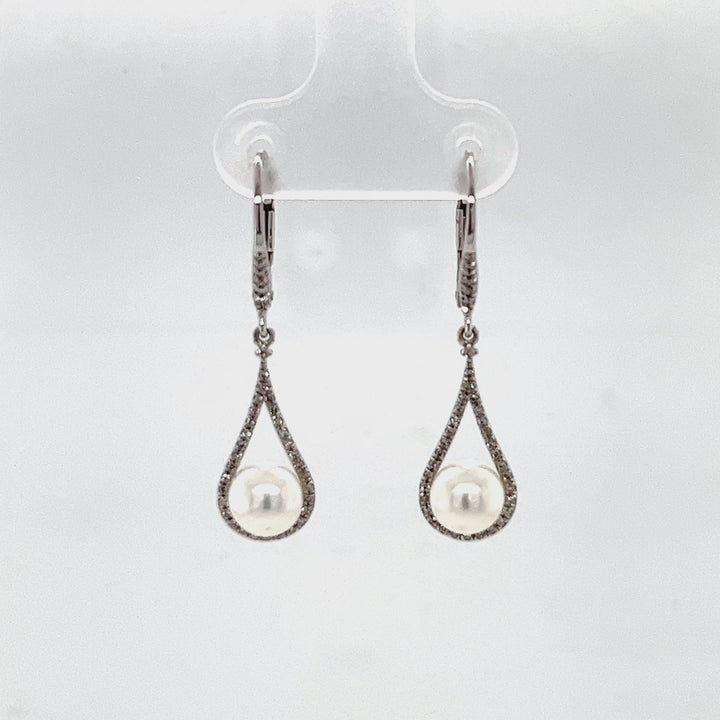 Pearl and Diamond Drop Earrings