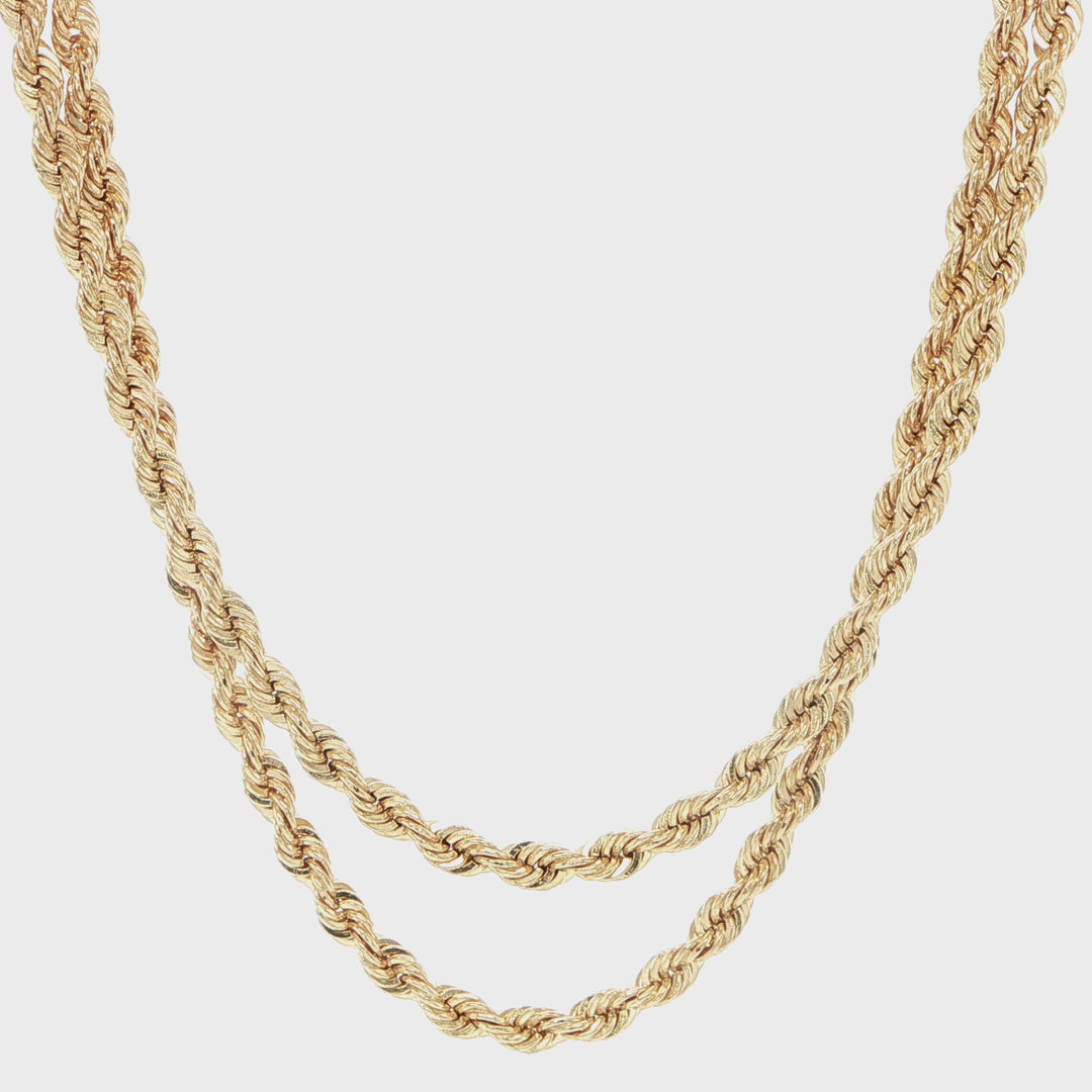 14K Yellow Gold Rope Chain Necklace