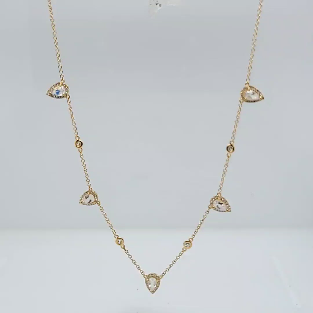Moonstone and Diamond Station Necklace