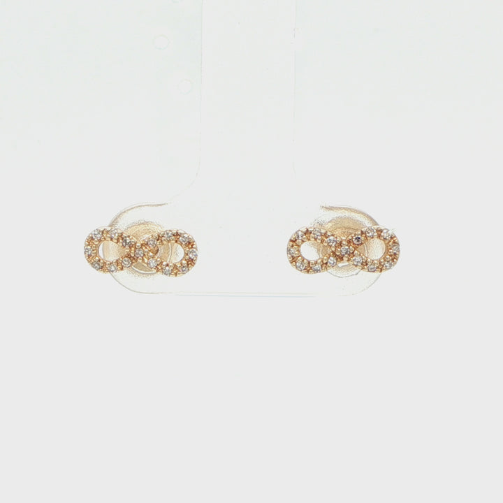 14K Yellow Gold Pavé Diamond Infinity Stud Earrings