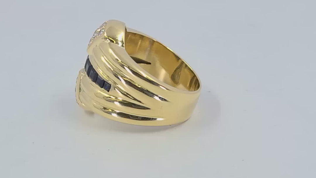 Sapphire and Diamond Wide Ring