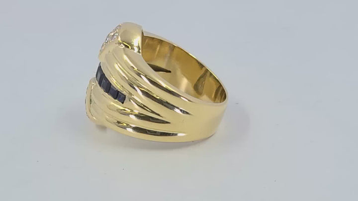 Sapphire and Diamond Wide Ring