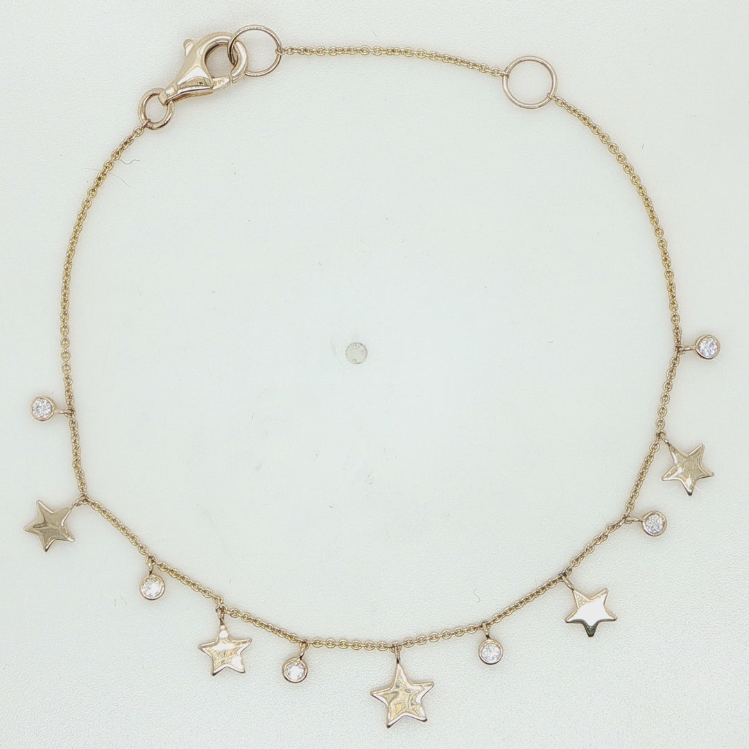 14K Yellow Gold Diamond Star Bracelet
