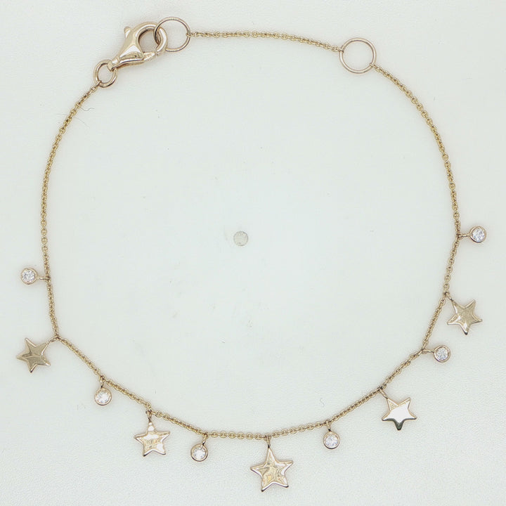 14K Yellow Gold Diamond Star Bracelet