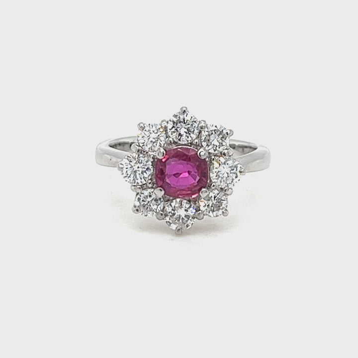 Cushion Ruby Halo Ring