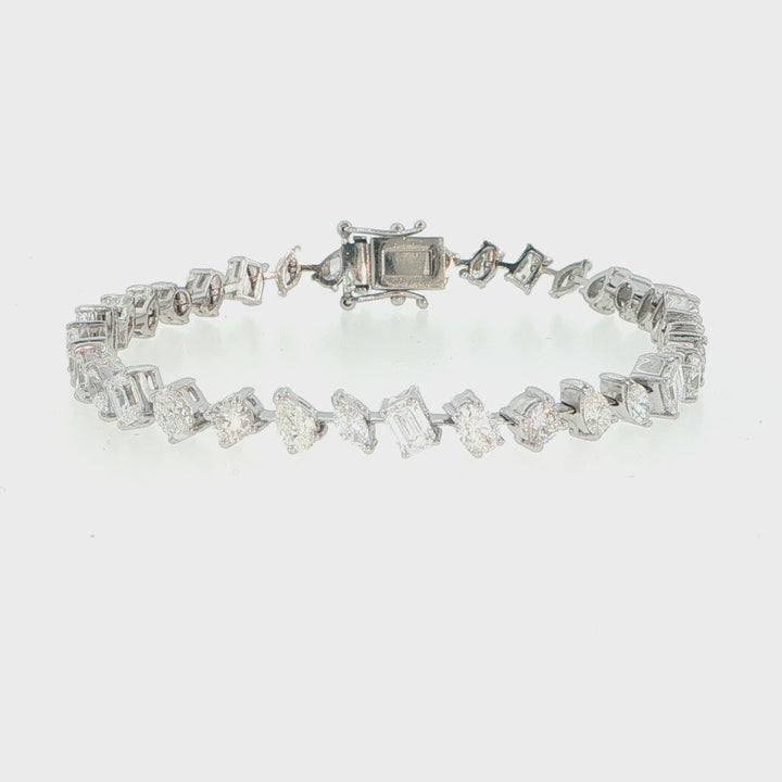 14K White Gold Multi-Cut Diamond Tennis Bracelet
