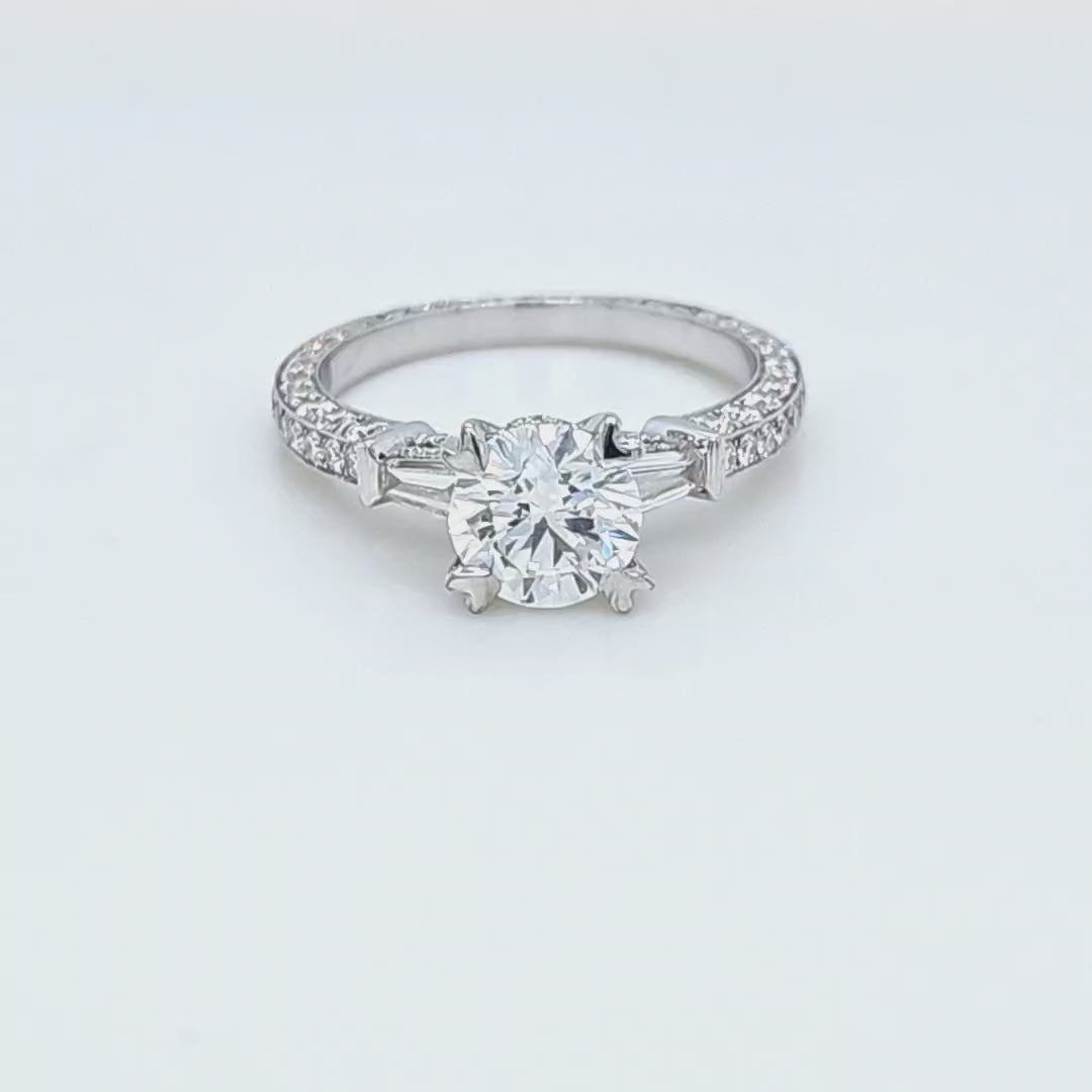 Round Diamond 3 Sided Engagement Ring
