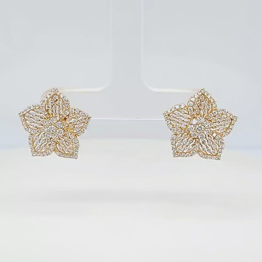 Openwork Flower Diamond Earrings