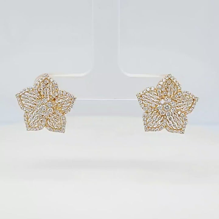 Openwork Flower Diamond Earrings