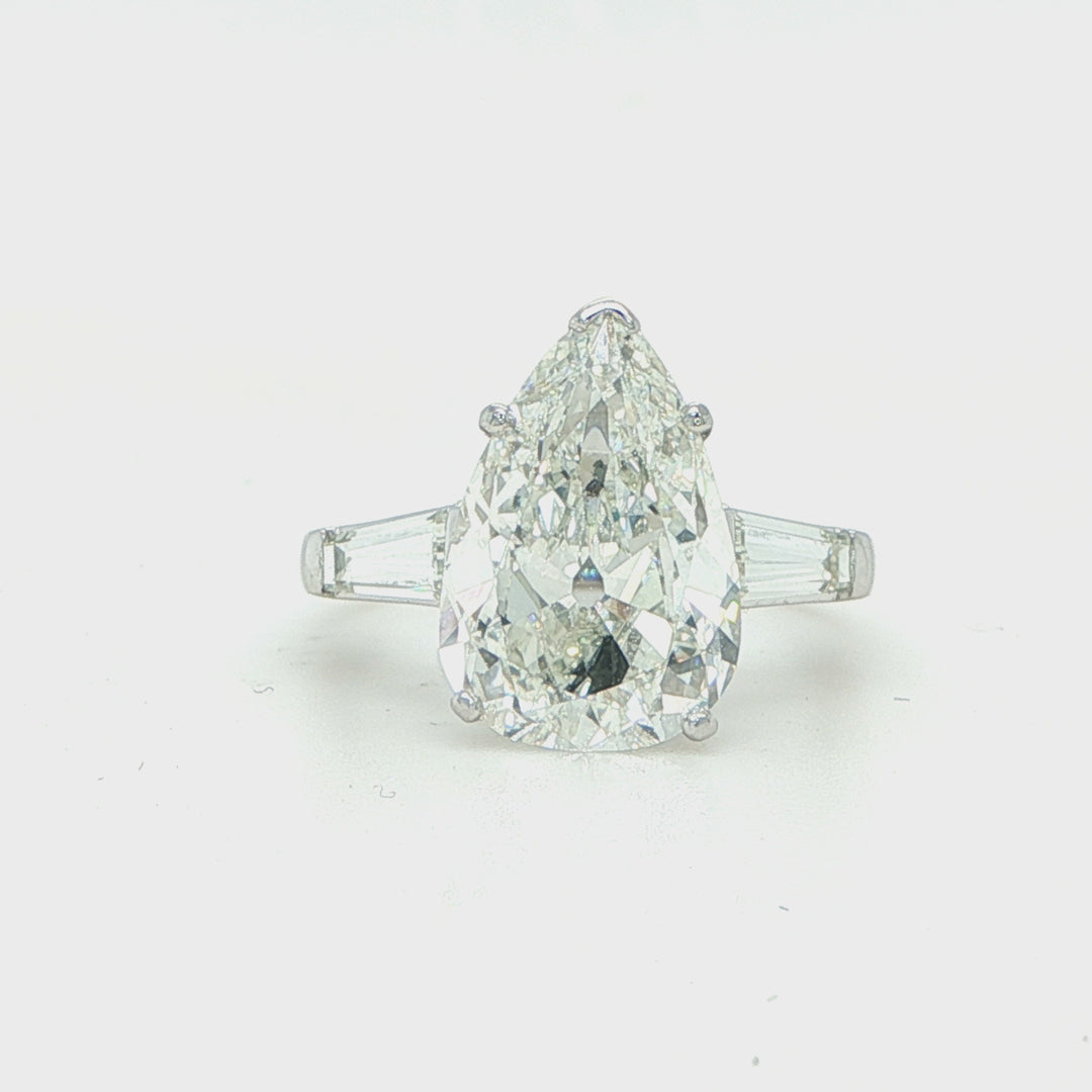 Platinum Pear-Cut Diamond Three-Stone Engagement Ring